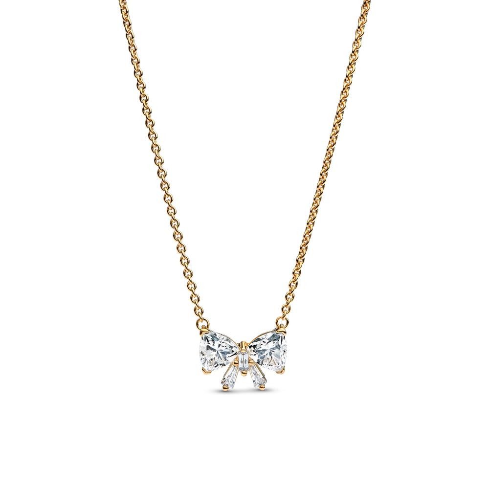 Kette mit Anhänger PANDORA Schleifenkette für Damen, Timeless, Zirkonia, IP Gold