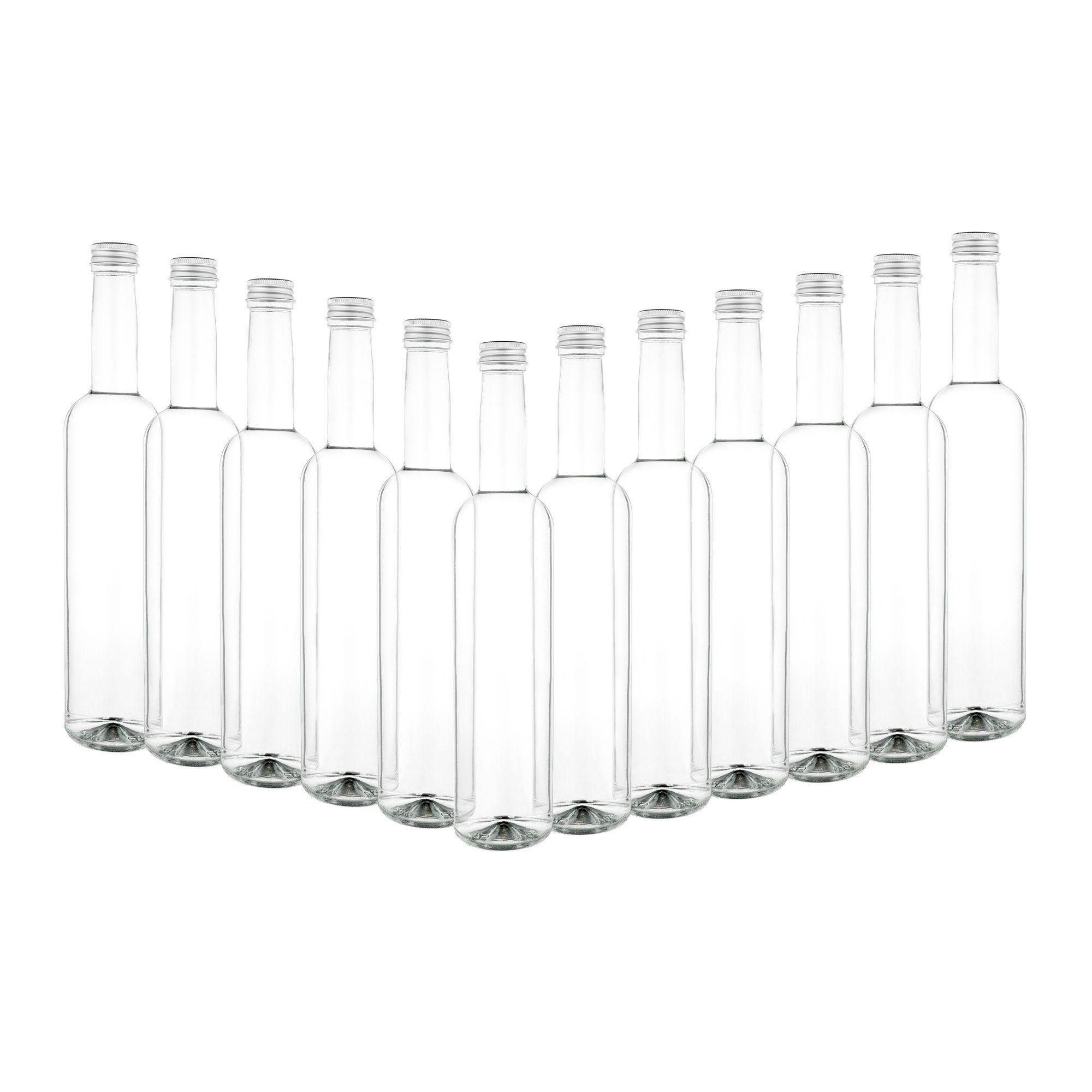 Pinta Schraubverschluss Glas MamboCat Set Glasflasche 500ml 12er Vorratsglas Silber, Deckel +