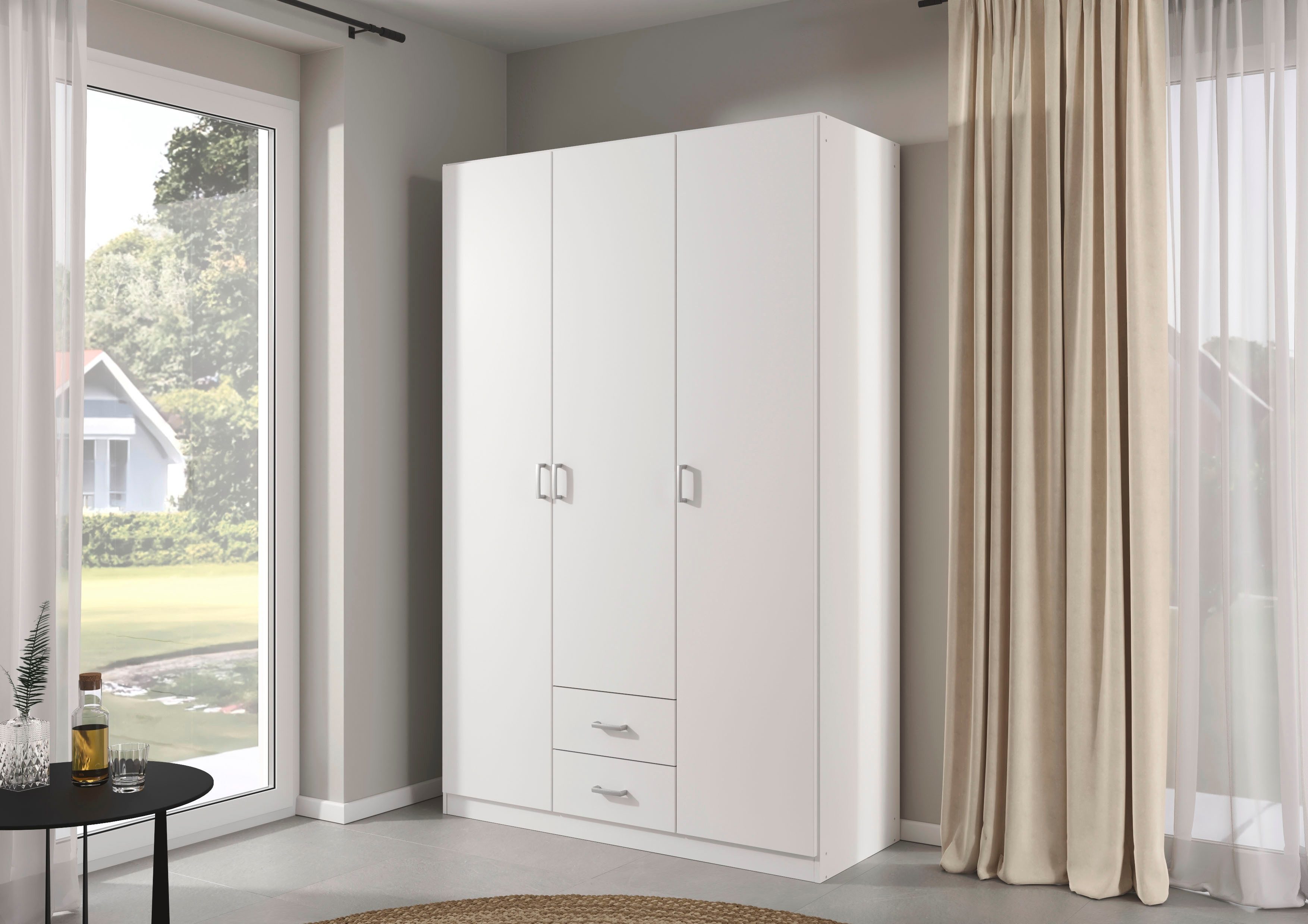 rauch Drehtürenschrank Kleiderschrank Garderobe GAMMA Breite 136 cm (in 3 Ausstattungen BASIC/CLASSIC/PREMIUM (inkl. SOFT-CLOSE-Funktion) mit Schubladen, verschiedene Griff-Varianten TOPSELLER MADE IN GERMANY