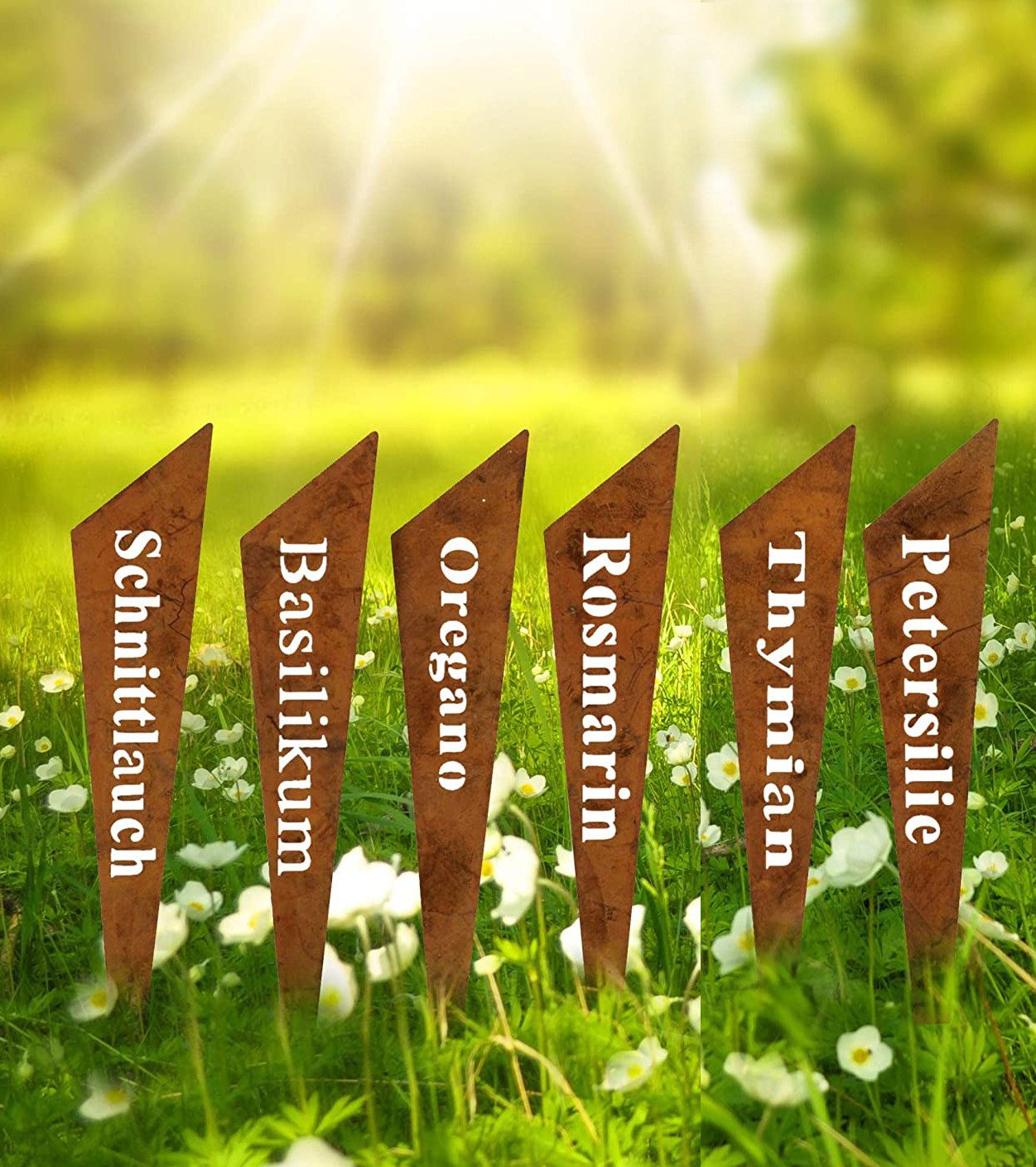 LB H&F Lilienburg Gartenstecker 6er SET Kräuterstecker Metall Metallstecker günstig online kaufen