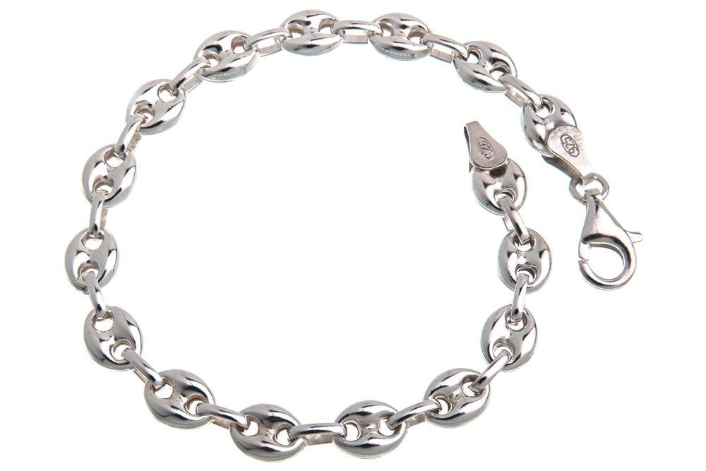 wählbar - Armband Kaffeebohnenkette 6,5mm Silber, Silberarmband Länge Silberkettenstore 925