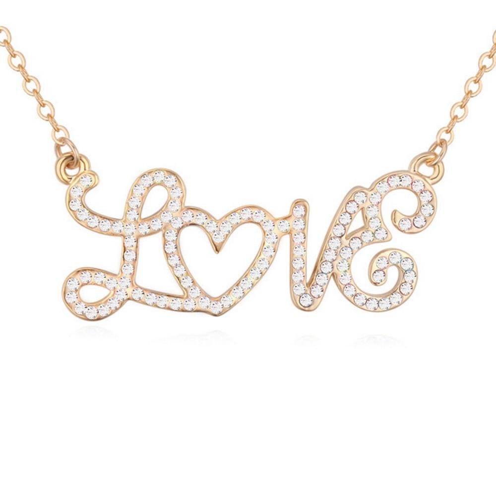 BUNGSA Ketten-Set Kette Love Gold aus Messing Damen (1-tlg), Halskette Necklace