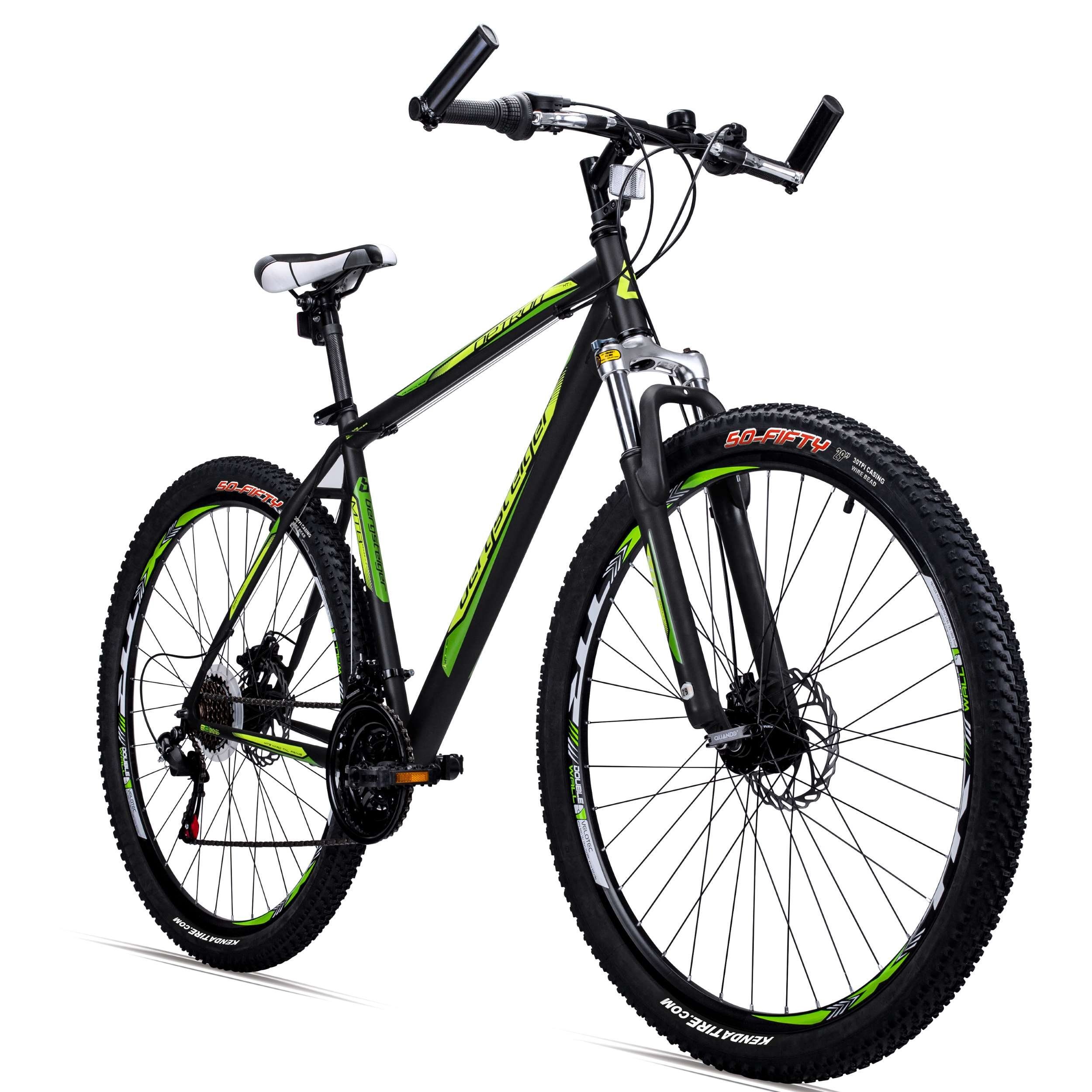 bergsteiger Mountainbike »Detroit 29 Zoll Mountainbike, geeignet ab 170 cm,  Scheienbremse, Shimano 21 Gang-Schaltung, Gabel-Federung mit  Lockout-Funktion, Jungen-Fahrrad & Herren-Fahrrad…«, 21 Gang Shimano  Tourney RD-TZ50 Schaltwerk, Kettenschaltung ...