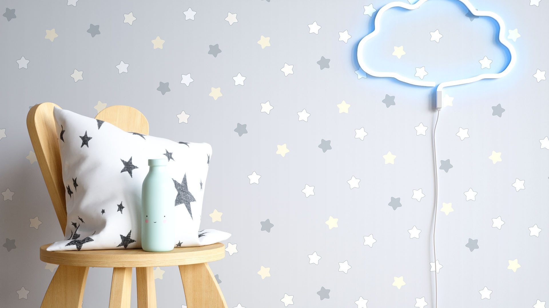Newroom Vliestapete M01 Tapete Kinderzimmer Sterne, Babytapete