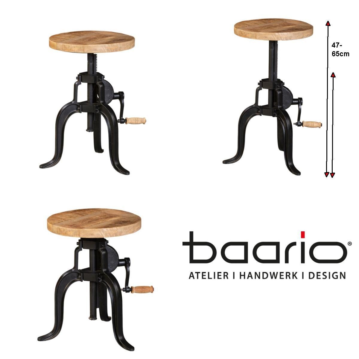 baario Sitzhocker Hocker SELCE Industrial Style, höhenverstellbar Eisen schwarz Vintage