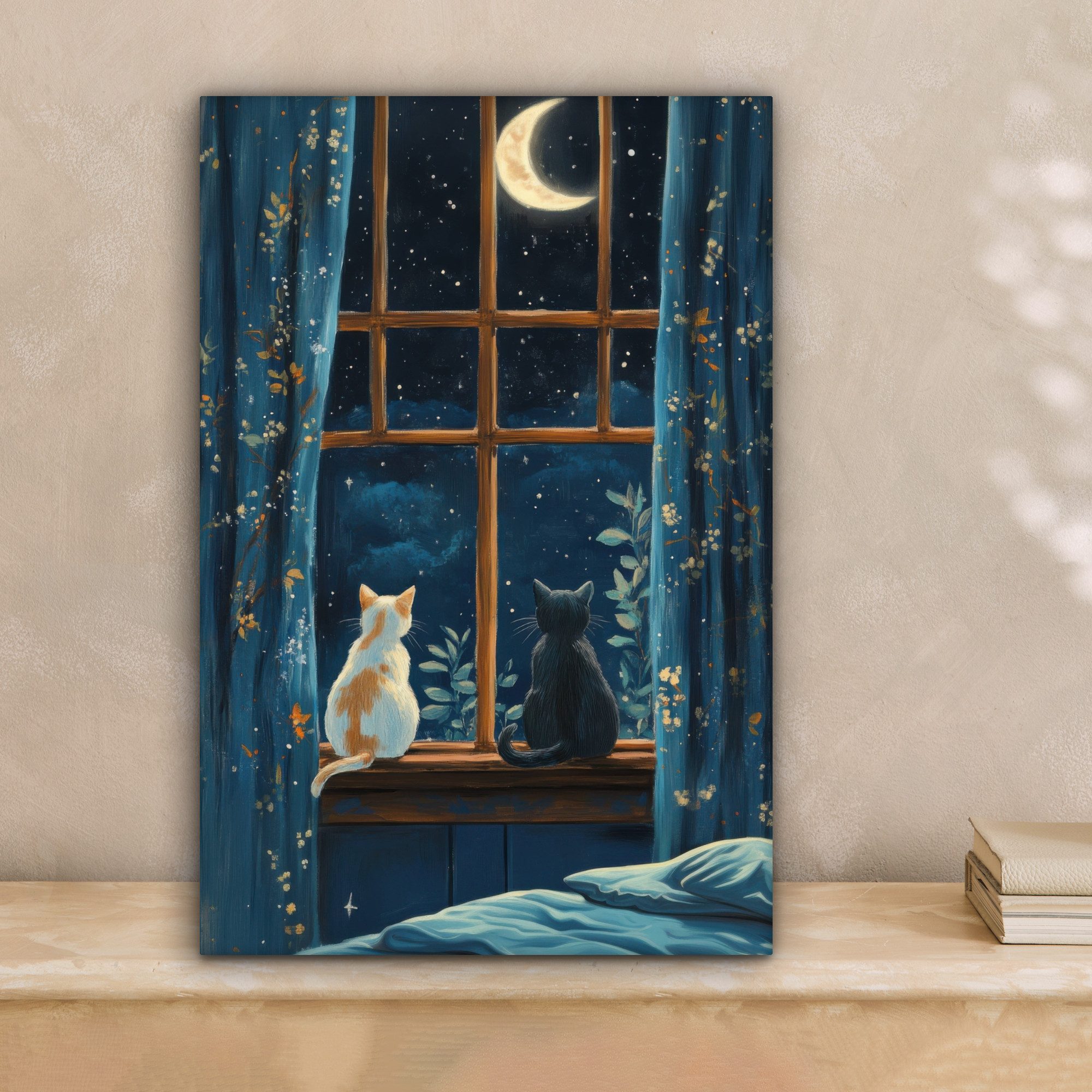 OneMillionCanvasses® Leinwandbild Katze - Sternenhimmel - günstig online kaufen