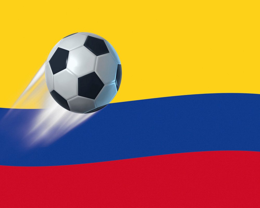1art1 Poster FuÃŸball Kunstdruck Bild - Kolumbien Länder-Flagge (40 x 50 cm)