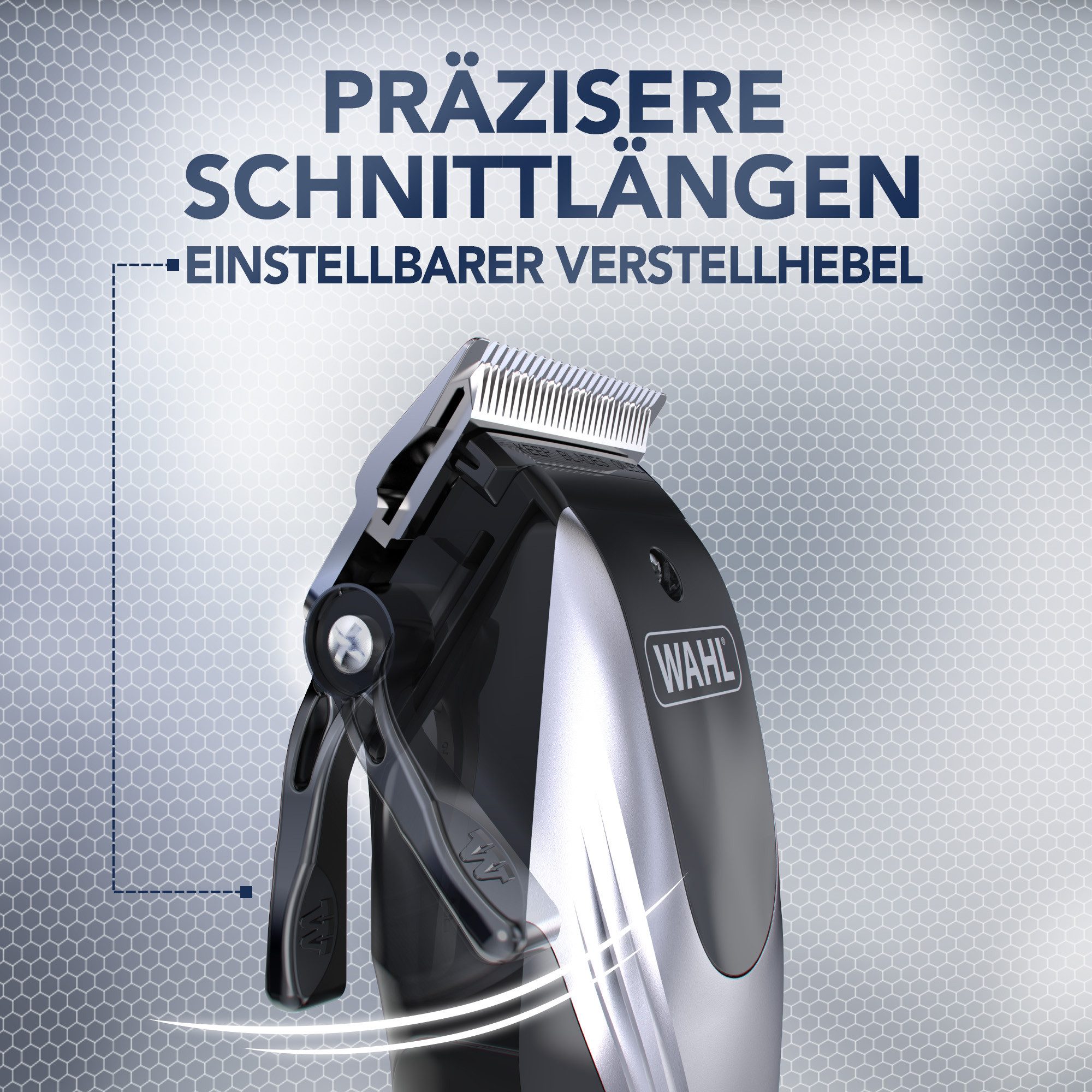 Wahl Haarschneider Rapid Clip, 19-teiliges Akku-Haarschneideset, Schnellgleitende Klinge, Einstellbarer Verstellhebel, Leichtes Design