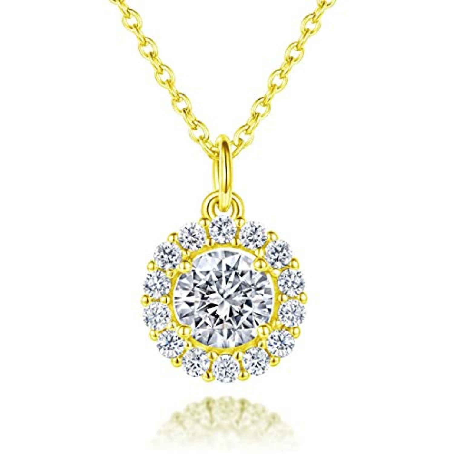 Lisandra Scott Kette mit Anhänger Damen Halskette mit Funkelndem Anhänger & Weißen Zirkonia Steinen, 50cm stilvolle Eleganz mit funkelndem Kristallanhänger für jede Anlass