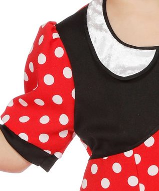 Karneval-Klamotten Kostüm Kinder Minnie Maus-Kostüm Mädchen Kinder-Kostüm, Maus Kleid für Mädchen in rot mit weißen Punkten