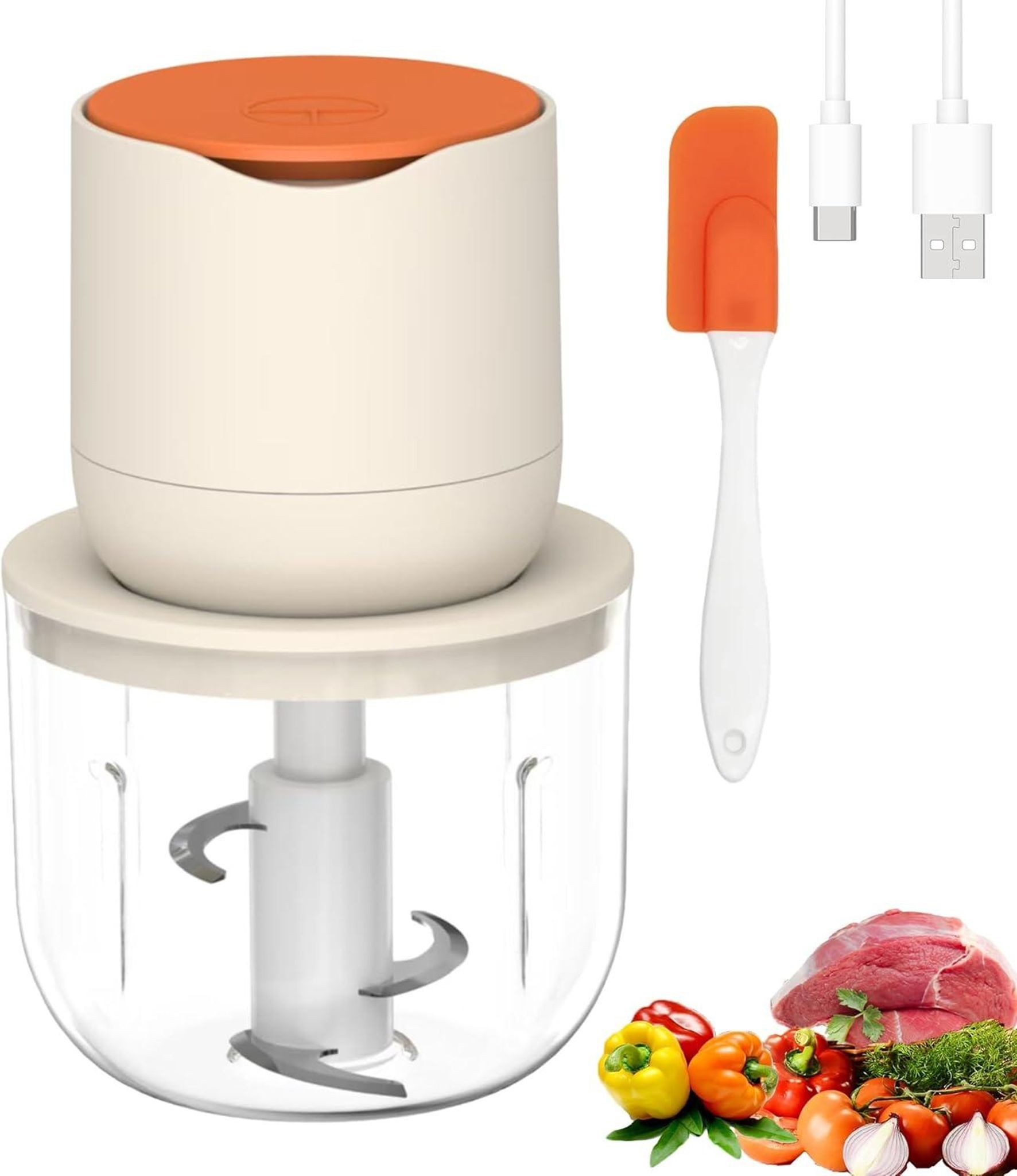 FELIXLEO Akku-Zerkleinerer Elektrischer Gemüseschneider 600ml Mini Mixer Zerkleinerer Küche