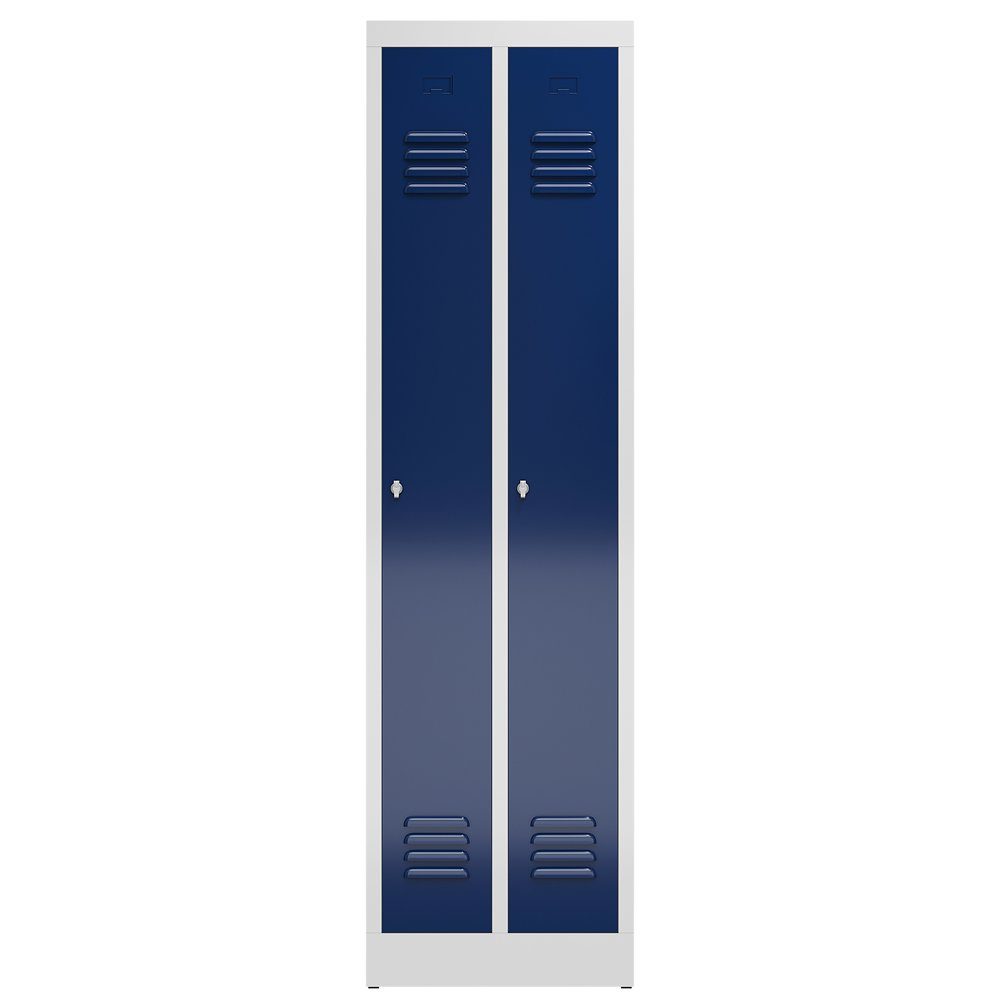 Steelboxx Spind enzianblau RAL (1-St) 180x50x50mm 7035 Türen grau Metall | Korpus RAL lichtgrau, 2er Spindschrank 5010 Kleiderspind