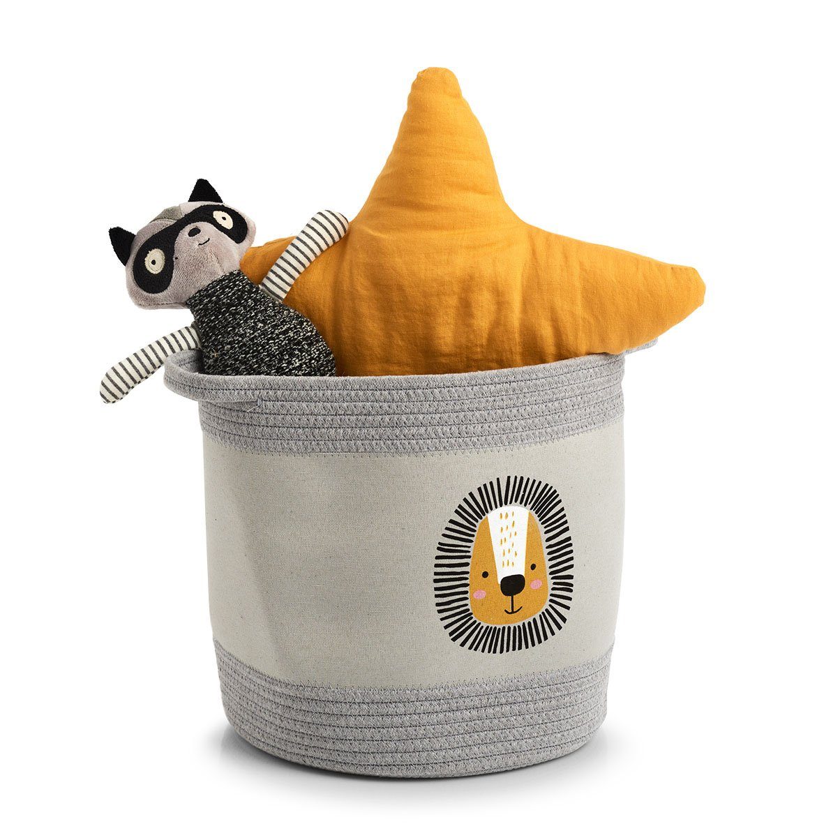 Zeller Present Aufbewahrungskorb Löwe, Baumwolle/Polyester, grau/bunt, Ø30 günstig online kaufen