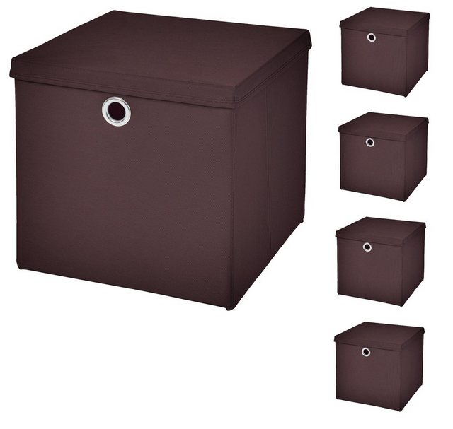 StickandShine Faltbox “5 Stück Faltboxen 28 x 28 x 28 cm faltbar mit Deckel Aufbewahrungsbox in verschiedenen Farben (5er SET 28x28x28) 28cm”