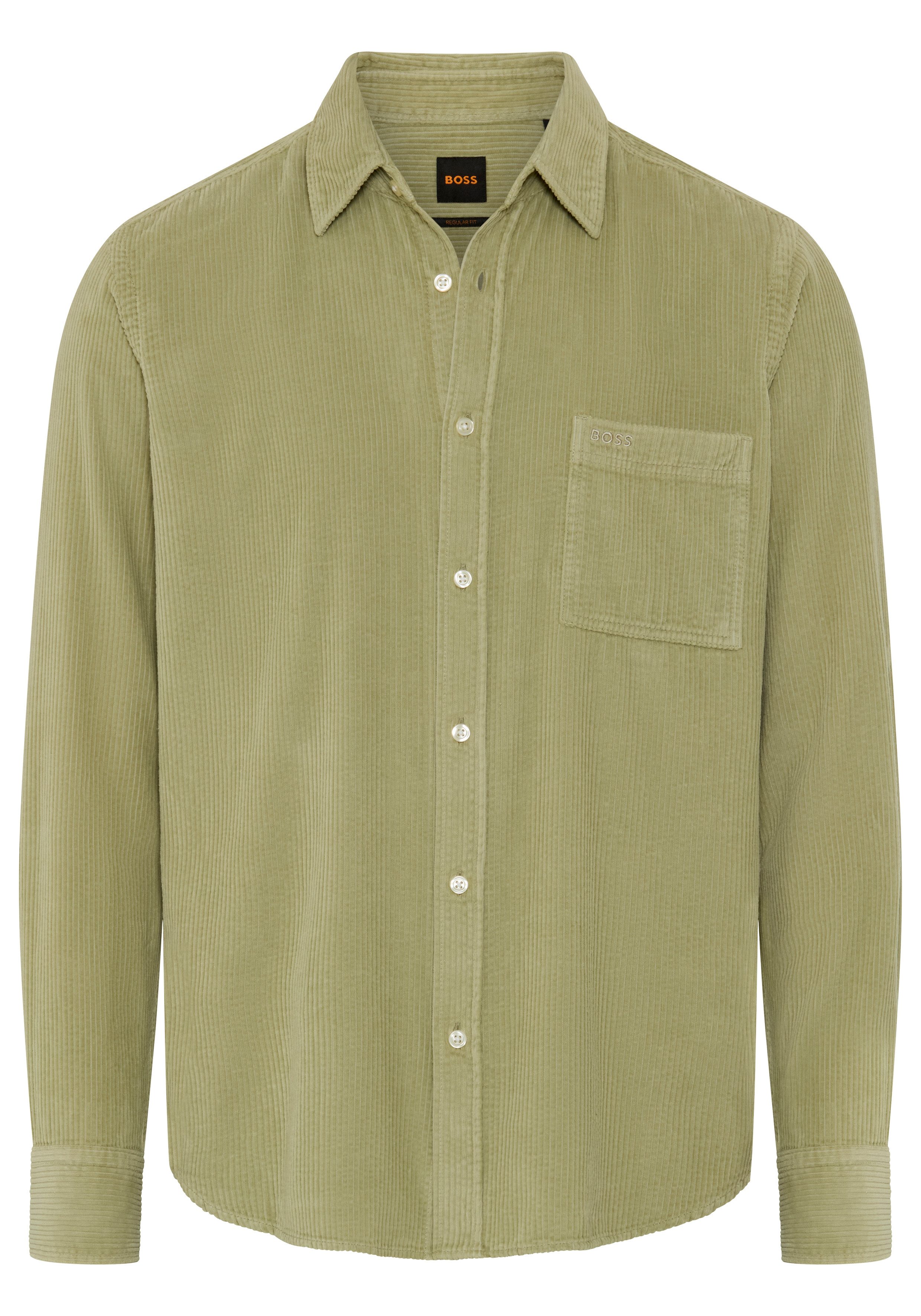 BOSS ORANGE Langarmhemd Relegant_6_M aus weichem Cord, Regular Fit, Logo-Stickerei