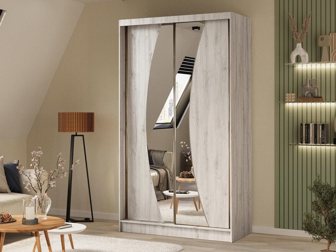 Beautysofa Kleiderschrank Vox mit Spiegel (modern groß mit Einlegeböden Kleiderstange, Garderobenschrank Schrank Schlafzimmer Schiebetürenschrank) viele Farben & Größen zur Auswahl