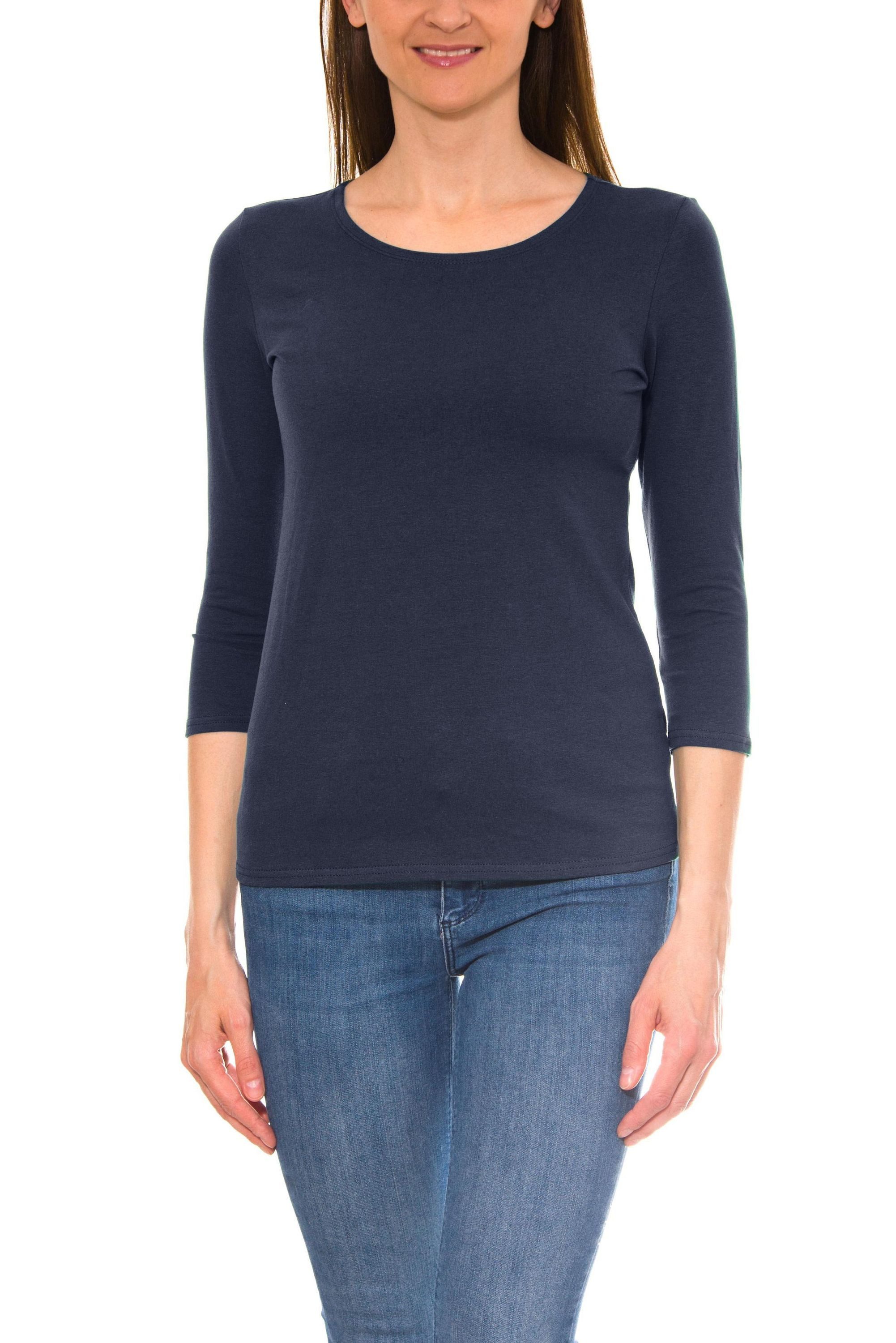 Alkato Longshirt Alkato Damen Shirt 3/4 Arm mit Rundhals