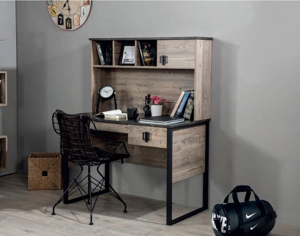 Xlmoebel Jugendzimmer-Set Loft-Stil Jugendzimmermöbel mit Nachttisch und Bücherregal, (5-tlg., Schlafzimmer-Set), Hergestellt in Europa