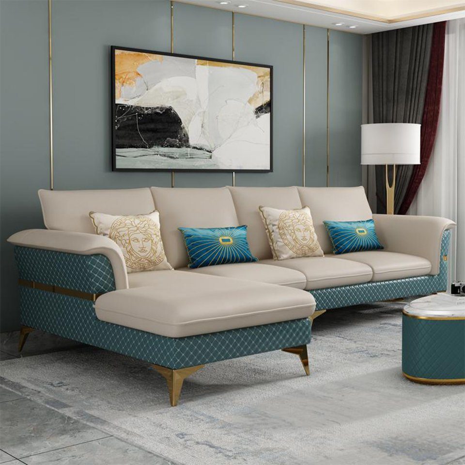 Ecksofa Ecksofa, Ledersofa Modern JVmoebel Design Wohnlandschaft Sofas L-form Couch