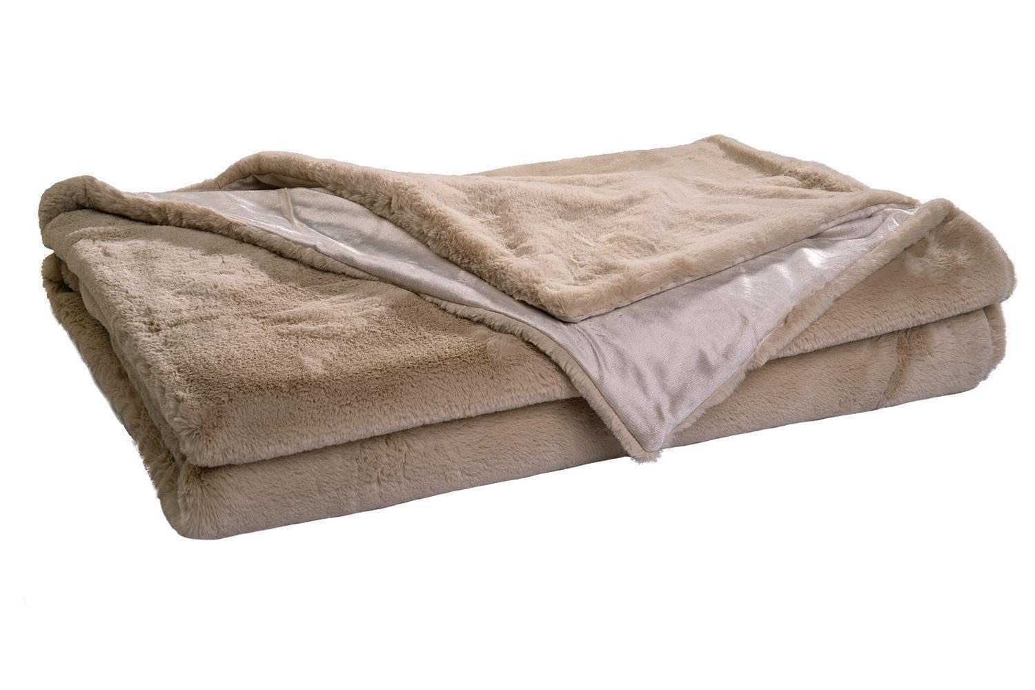 Wohndecke, 150 x 200 cm, Beige, Polyester, Home4You, Waschbar bis 30 °C