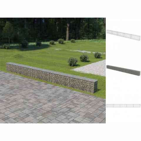 vidaXL Gartentor Gabionenwand mit Abdeckung Verzinkter Stahl 6003050 cm