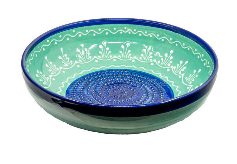 Kaladia Multireibe Große Reibeschüssel in Türkis & Blau, Keramik, handbemalte Küchenreibe - Made in Spain
