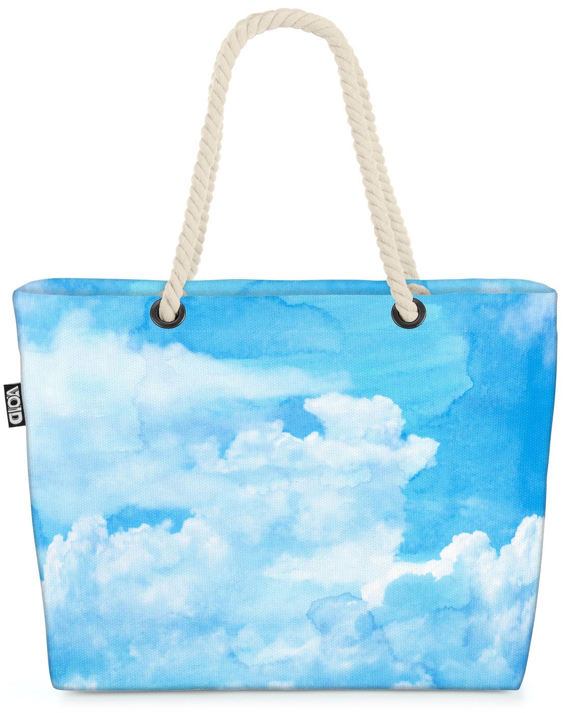 VOID Strandtasche (1-tlg), Himmel Blau Weiss Beach Bag Wolken Gemälde Wasserfarben Natur Garten