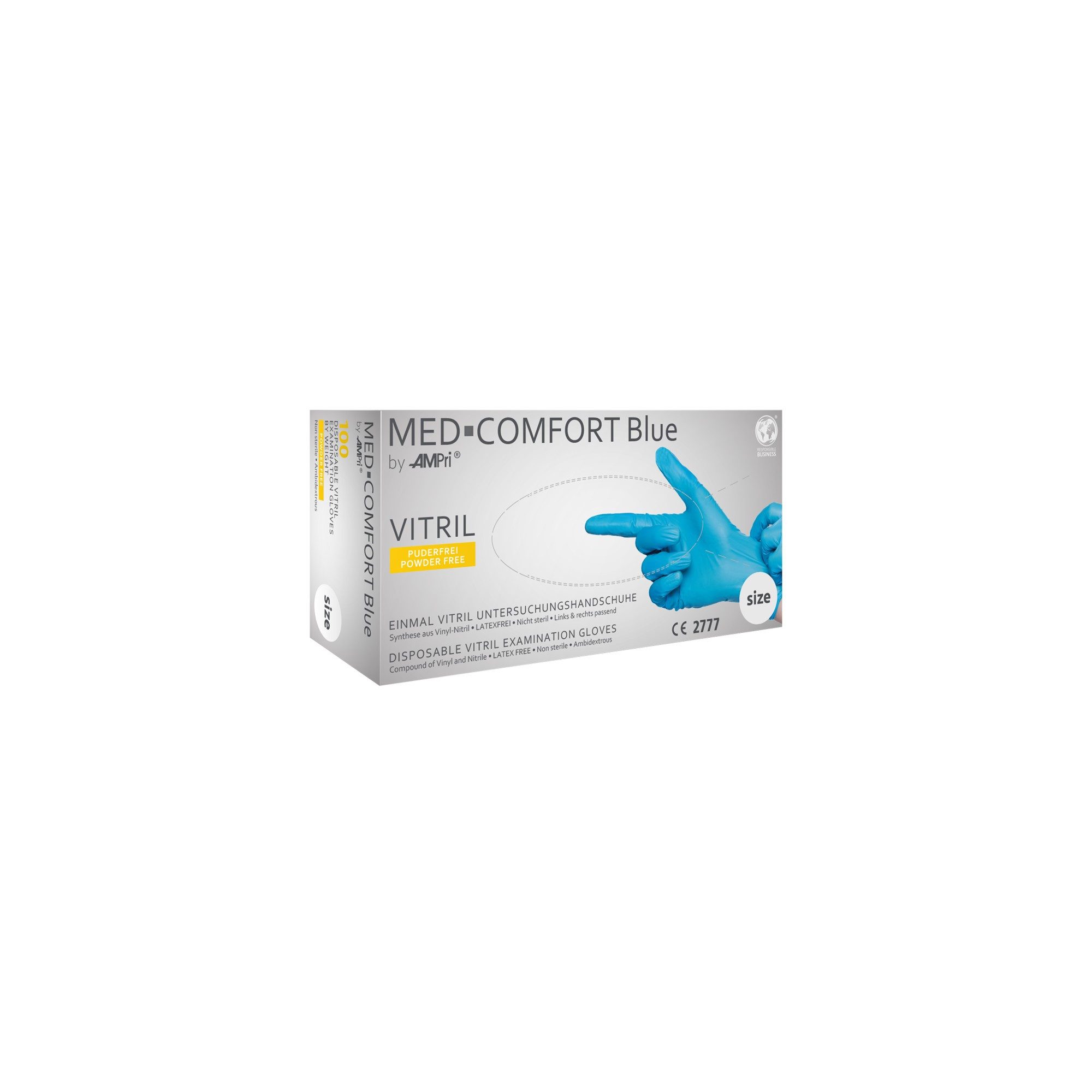 AMPri Einweghandschuhe MED-Comfort Blue Vitril - Vinyl-Nitril-Untersuchungshandschuh (100-St)