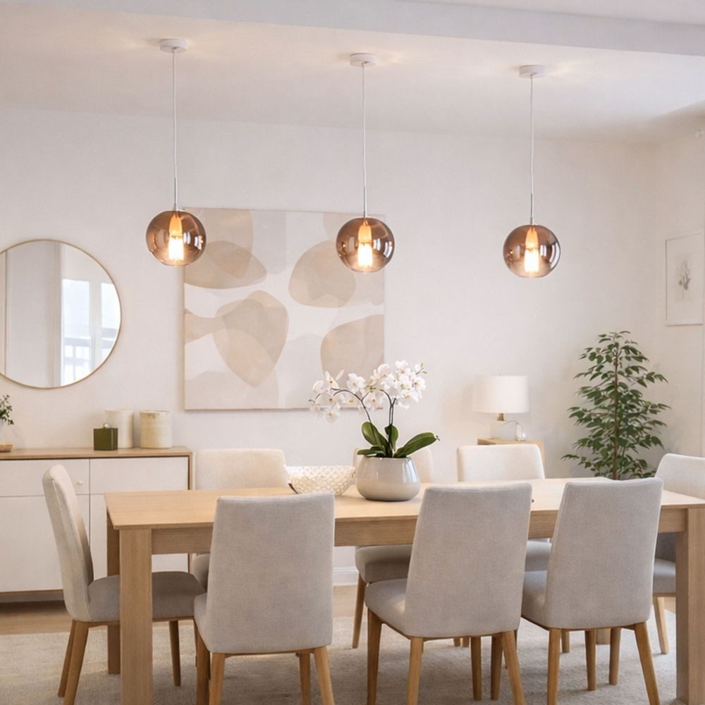 s.luce Pendelleuchte Orb Hängeleuchte Abhängung Weiß Orb/Farbverlauf Rauch Verlauf