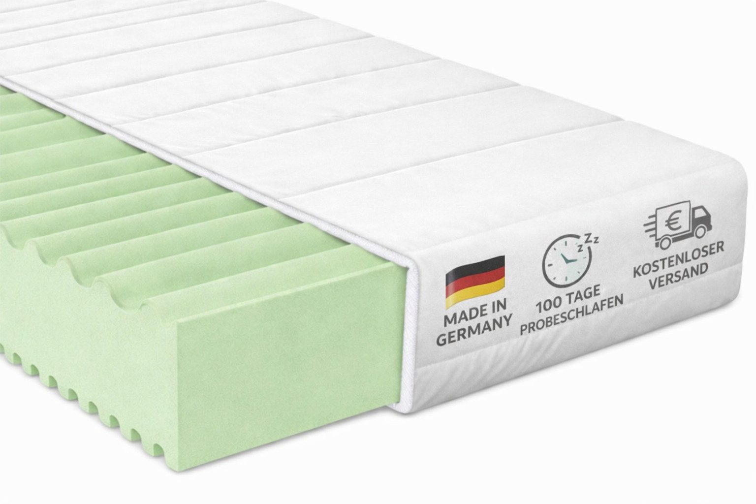 Komfortschaummatratze Basic Premium 7-Zonen Schlafkomfort – ergonomisch & atmungsaktiv, BeMeo, 15 cm hoch, 100 TAGE PROBESCHLAFEN, 100% Made in Germany 120x200, Versand 0€