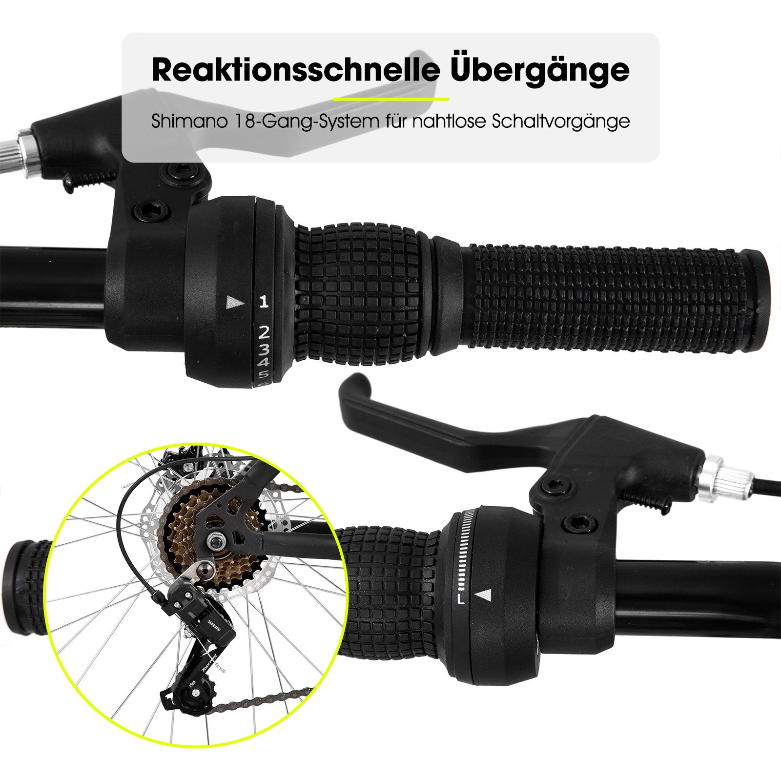 HILAND Mountainbike 26/27,5 Zoll MTB für Männer, Frauen, Student, Fahrräder für Gelände, Mit 18 Gang, Doppelte Scheibenbremsen, Federgabel, Fender – Bild 3 von 5