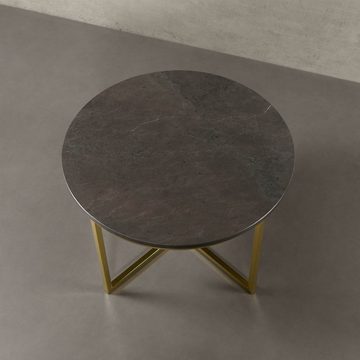MAGNA Atelier Couchtisch SEATTLE mit Marmor Tischplatte, Coffee Table, Wohnzimmertisch, Naturstein Sofatisch, 71x45cm