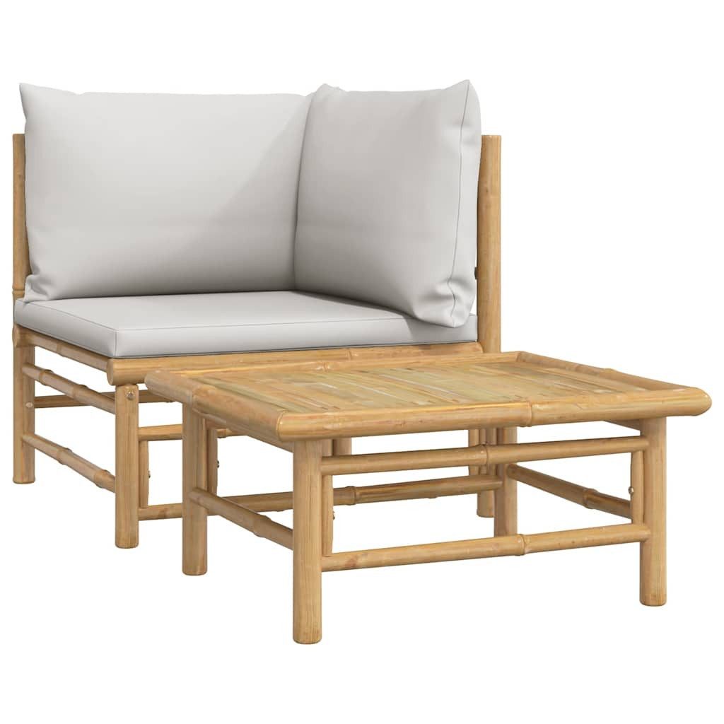 vidaXL Sofaelement 2-tlg. Garten-Lounge-Set Hellgraue Kissen günstig online kaufen