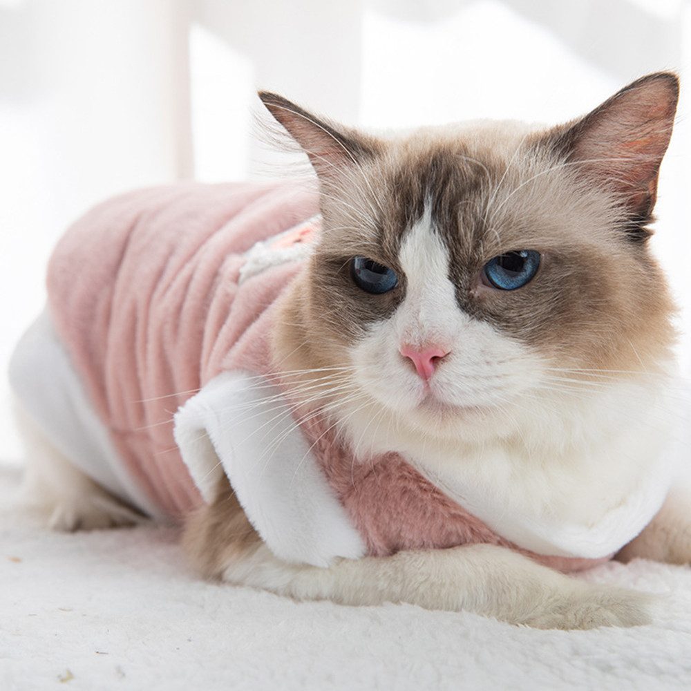 Ledander Hundeoverall Winter Plüsch Katzenkleidung, Hundepullover,Warme Haustier Pullover, für Kätzchen und kleine Hunde