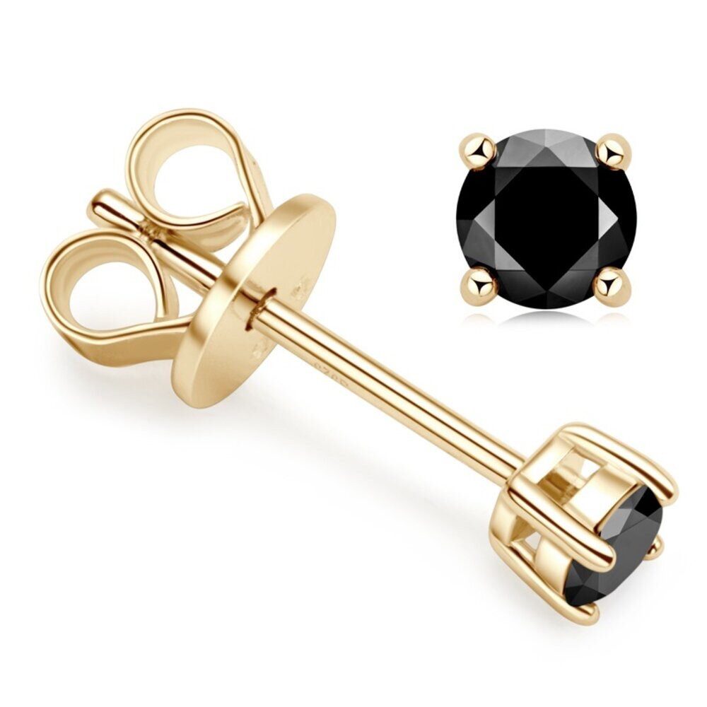 ROUGEMONT Paar Ohrstecker Moissanit Ohrstecker schwarz Gold 925 Sterling Si günstig online kaufen