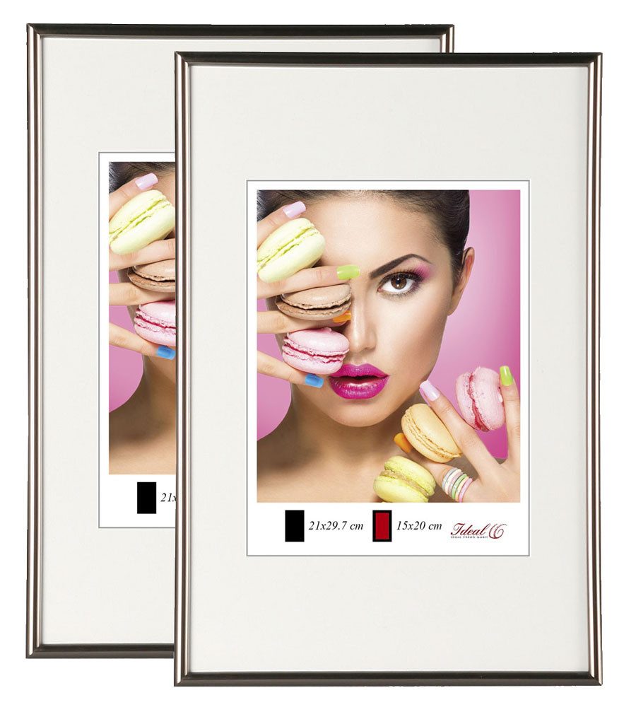 IDEAL TREND Bilderrahmen 2er 3er 5er Pack Photo Style Set Bilderrahmen Wanddeko Collage Poster, für 2 Bilder (2 St), Hochwertiger Kunststoffrahmen halbrunde Leiste Echtglas MDF-Rückwand