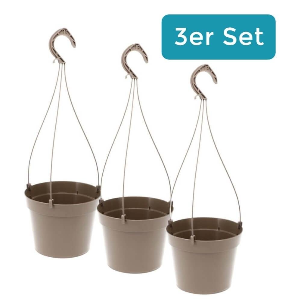 GarPet Blumentopf 3 x Blumenampel Hängeampel Hängetopf Outdoor Blumen Pflanz Topf Set | Pflanzkübel