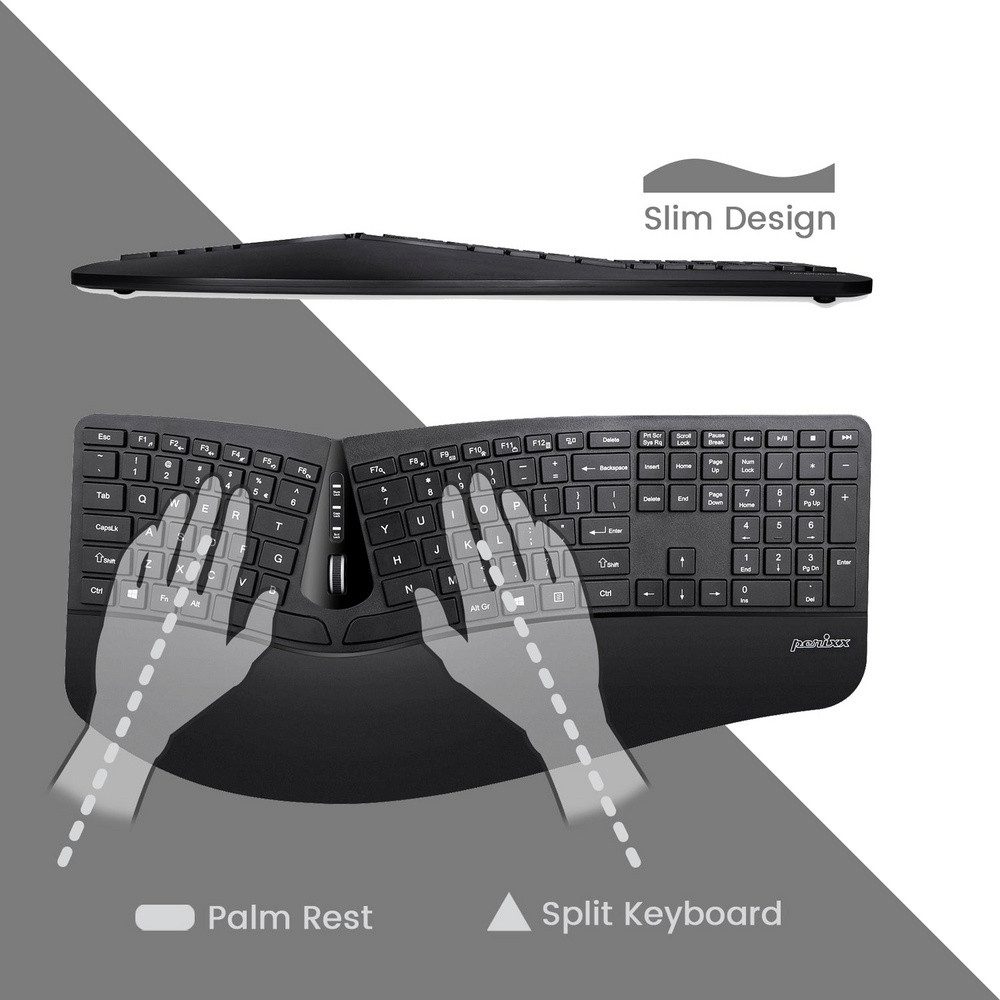 Perixx Perixx PERIDUO-605BDE Funk Tastatur, Maus-Set Deutsch, QWERTZ Schwarz Tastatur