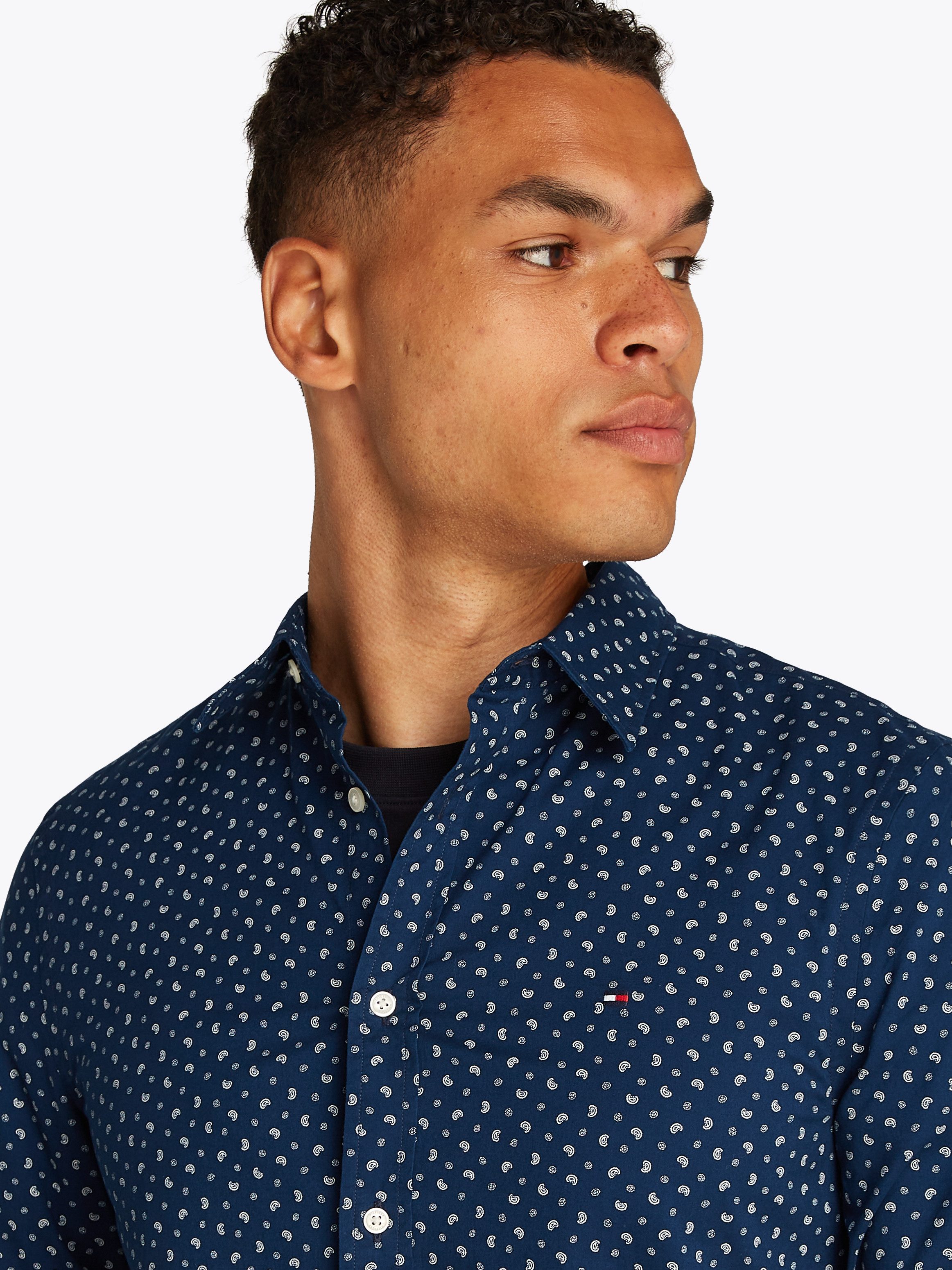 Tommy Hilfiger Langarmhemd FLEX POPLIN AOP SF SHIRT mit Alloverprint günstig online kaufen
