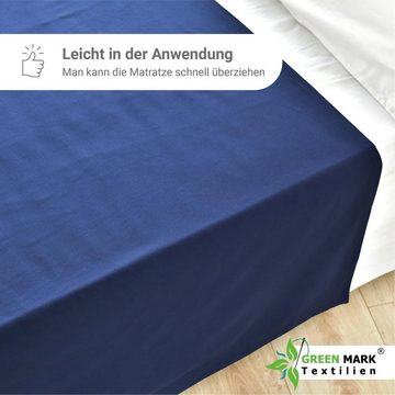 Bettlaken 2er Pack gewebtes Bettlaken, NatureMark, 100% Baumwolle, Gummizug: ohne, (2 Stück), Laken Haustuch, viele Größen und Farben, 150x250 cm, Navy blau