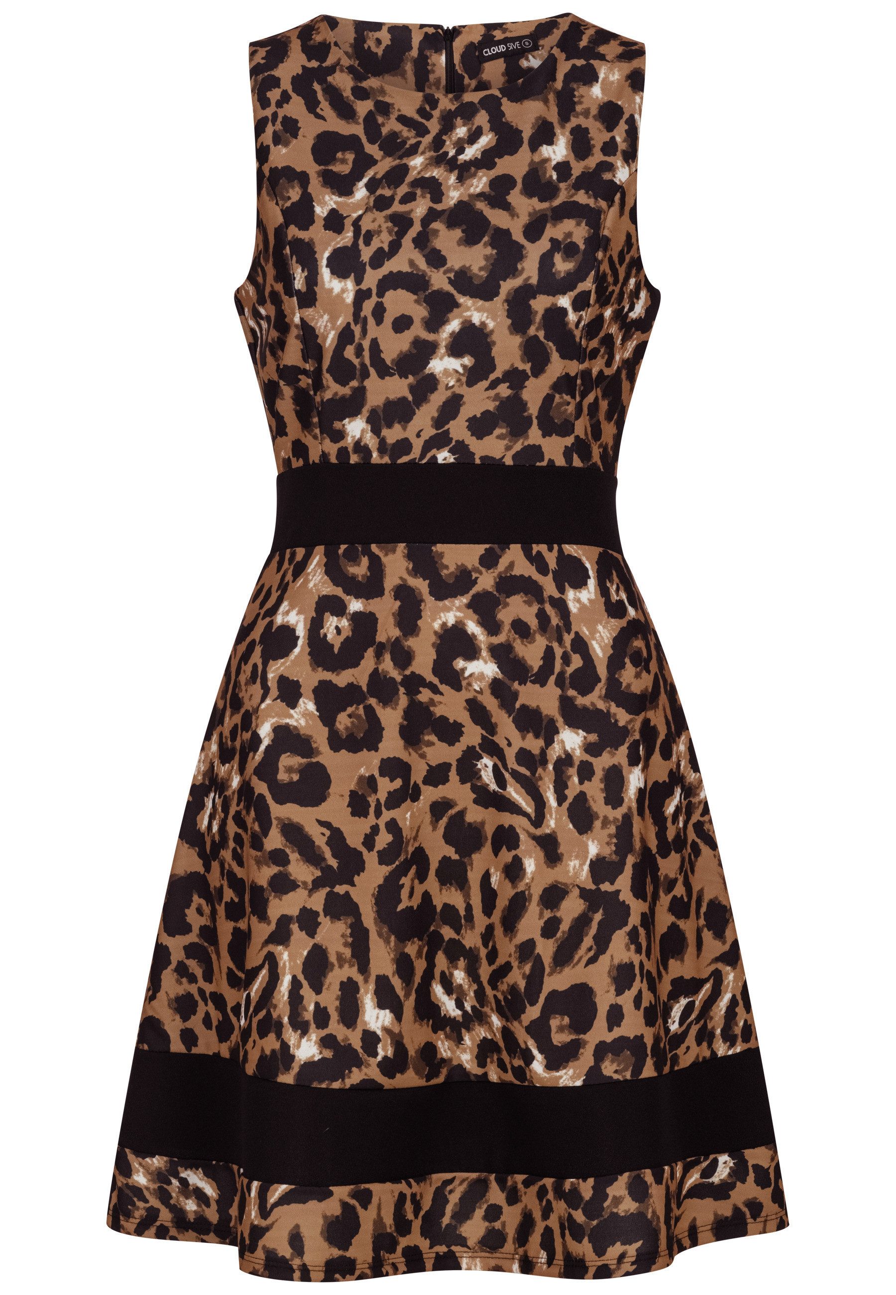 CLOUD 5IVE Shirtkleid CLOUD 5IVE Cloud 5ive Dress with All-Over Leo Print brown (1-tlg)