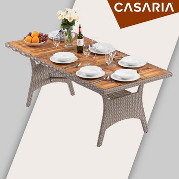 Casaria Gartentisch (1-St), Polyrattan mit Ablage FSC®- zertifiziertes Akazienholz 190x90cm