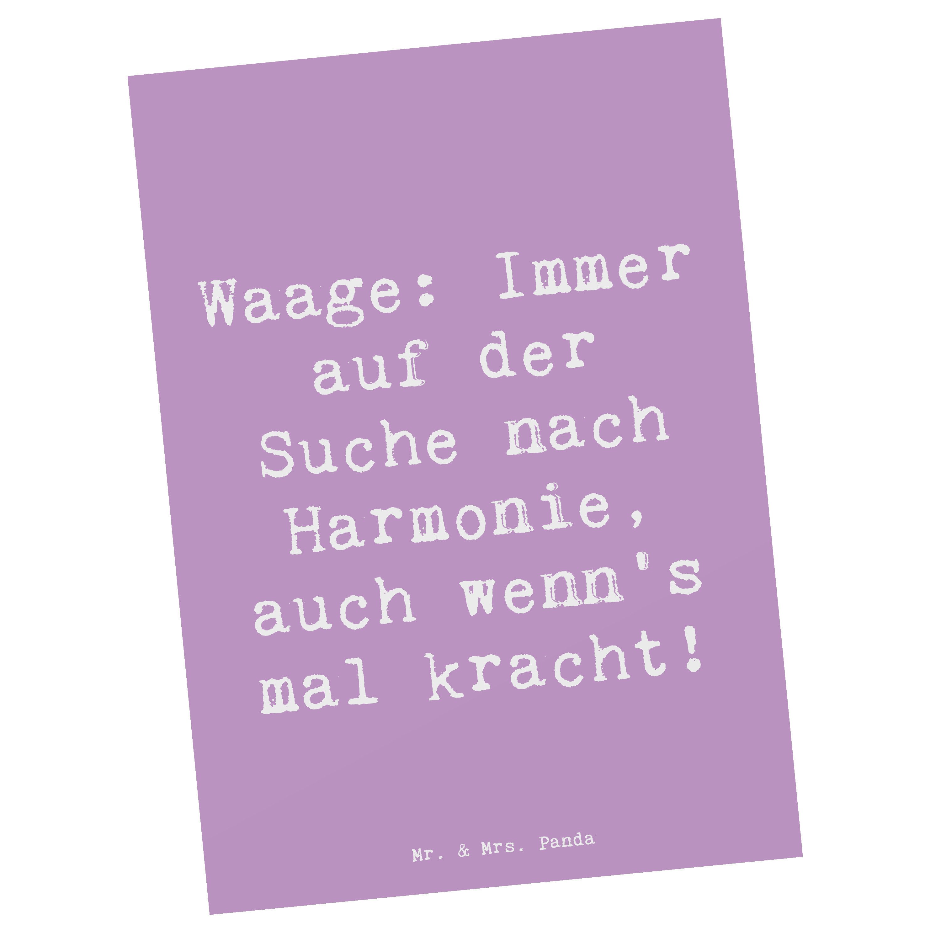 Mr. & Mrs. Panda Postkarte Spruch Waagen Harmonie, Postkarte, Lavendeltraum, Ausgeglichenheit, V