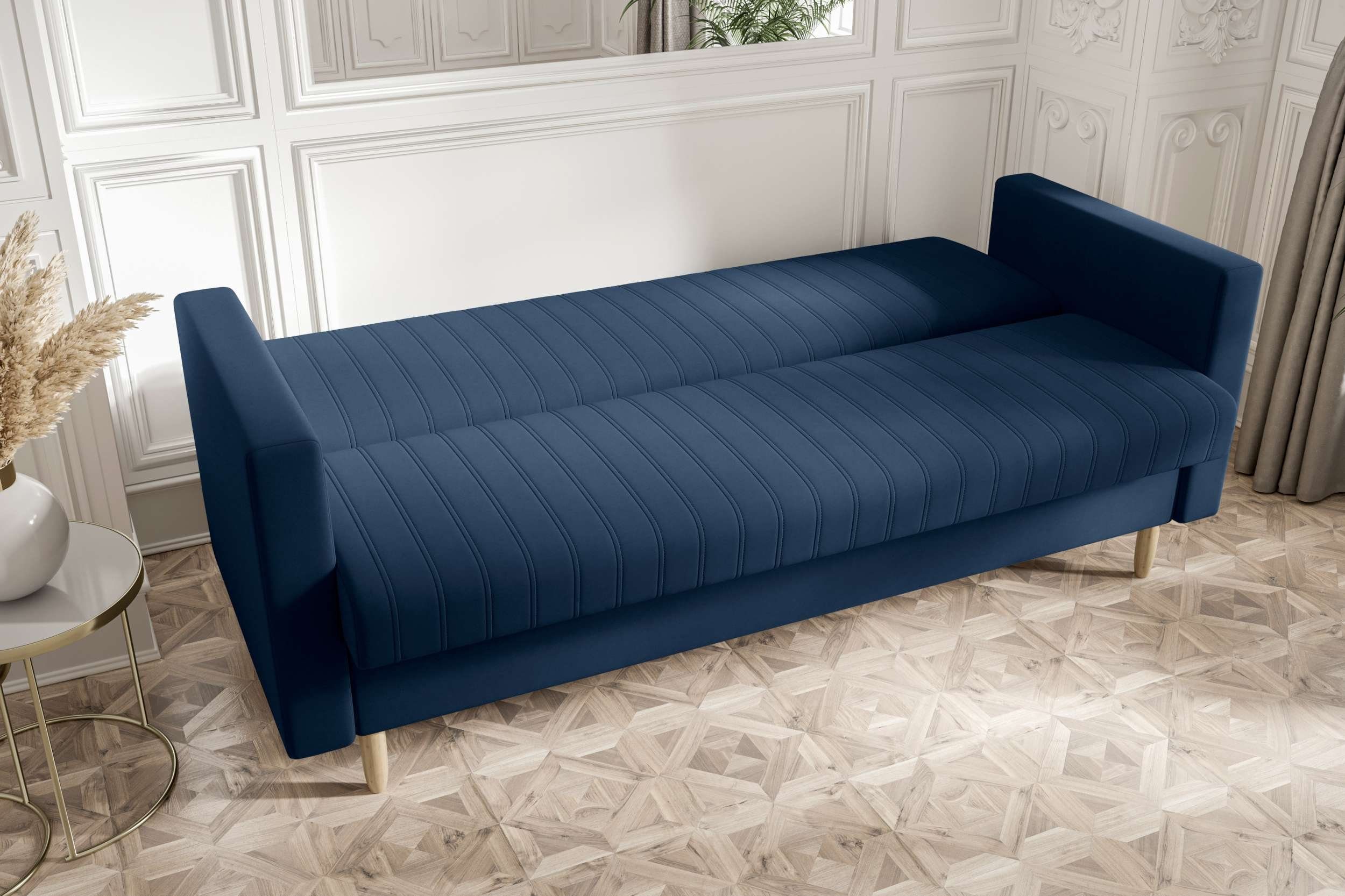 mit Stylefy 3-Sitzer mit Schlafsofa, Modern Bettfunktion, Melisa, Sofa, Sitzkomfort, Design Bettkasten,