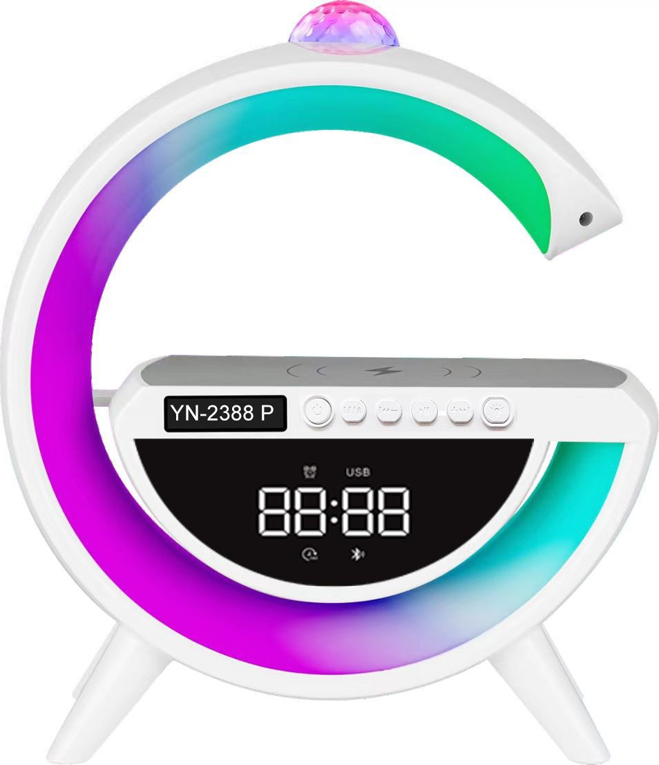 HOUROC Wecker Bluetooth Lautsprecher mit Wecker,Dimmbare LED Tischlampe Alarm Clock Nachtlicht Lampe mit Wireless Charger