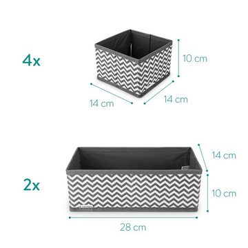 Navaris Aufbewahrungsbox, Organizer Ordnungssystem Stoffboxen - 6 Stück in verschiedenen Größen - für Kleiderschrank und Schubladen - faltbar