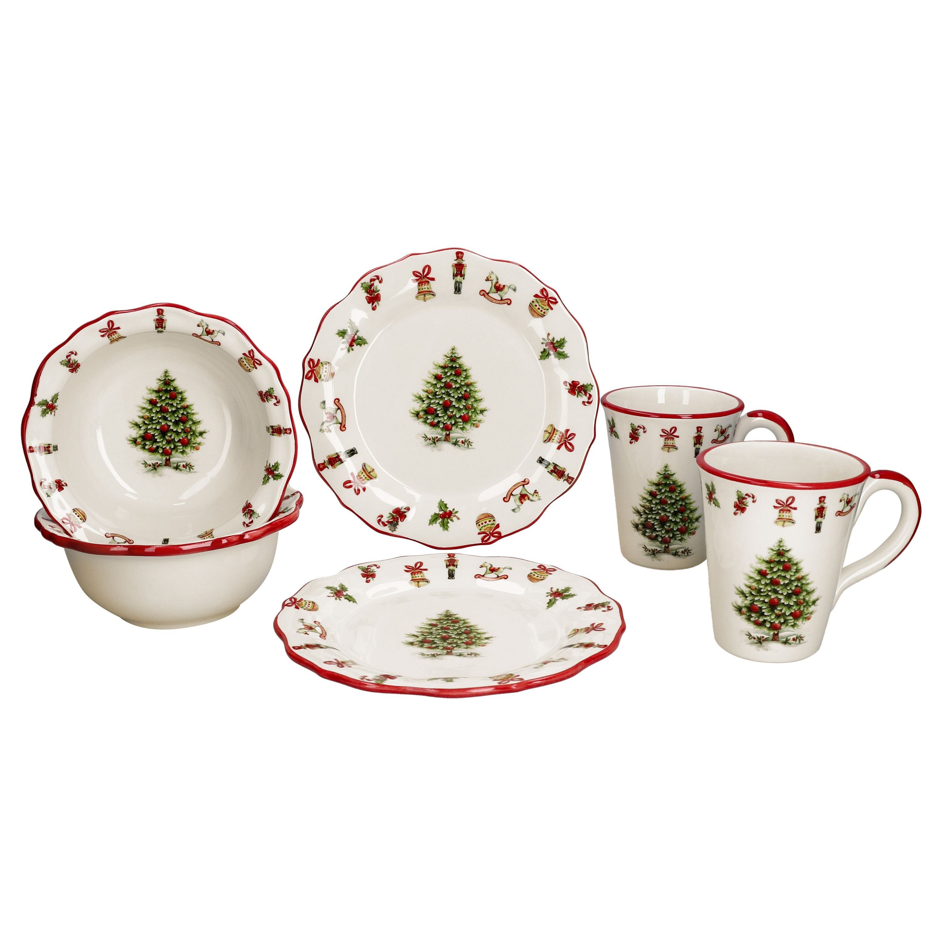 Frühstücks-Geschirrset Maestro Natale 6tlg Frühstücksset 2 Personen Teller Becher Schalen