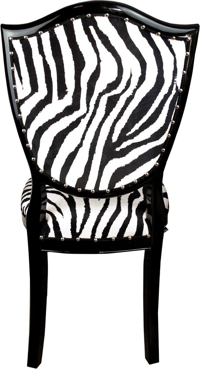 Casa Padrino Esszimmerstuhl Art Deco - Luxus Schwarz Hotel Möbel Zebra Luxus Esszimmer Stuhl 