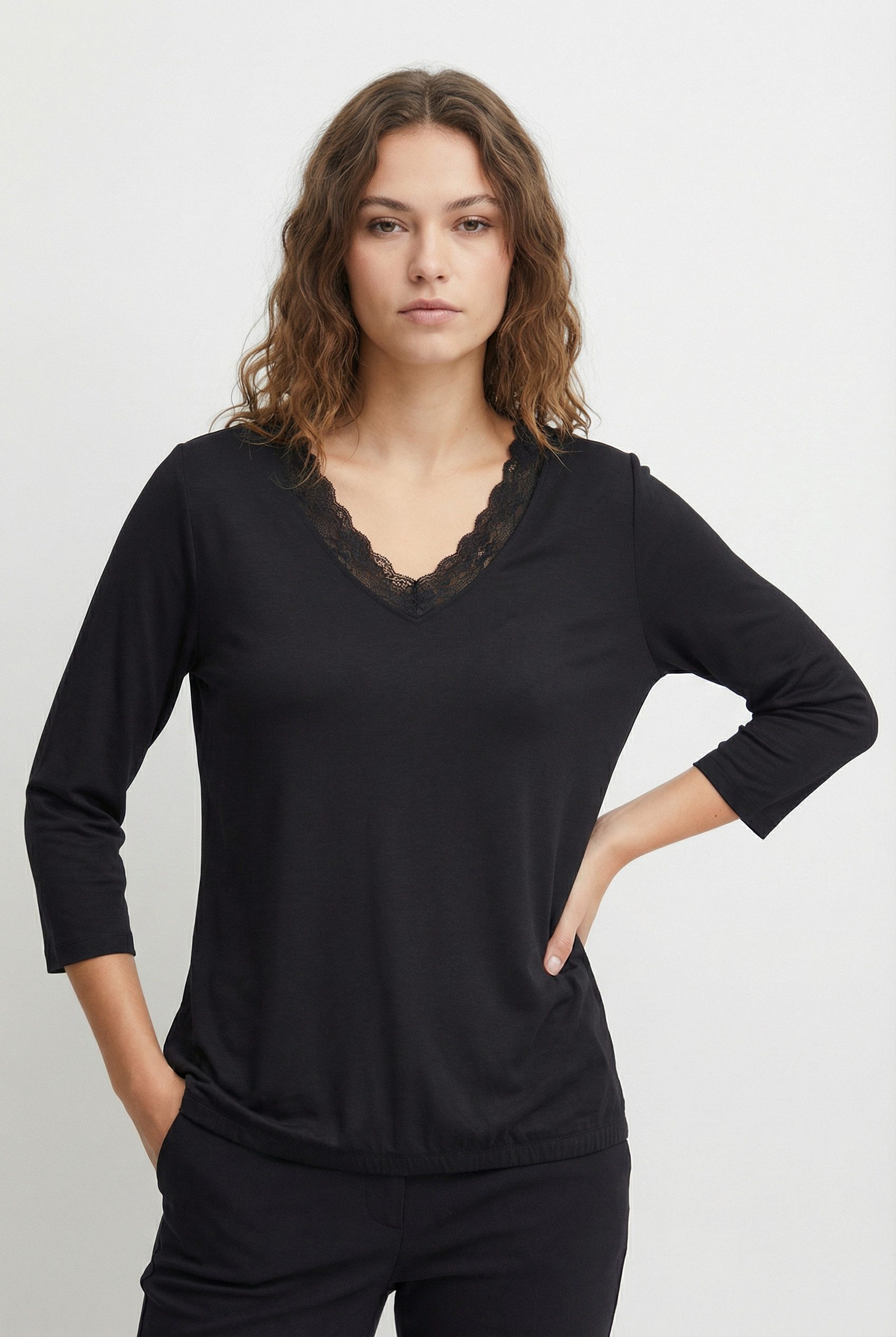 Langarmshirt CARJULIA LACE V-NECK 3/4 TOP JRS
