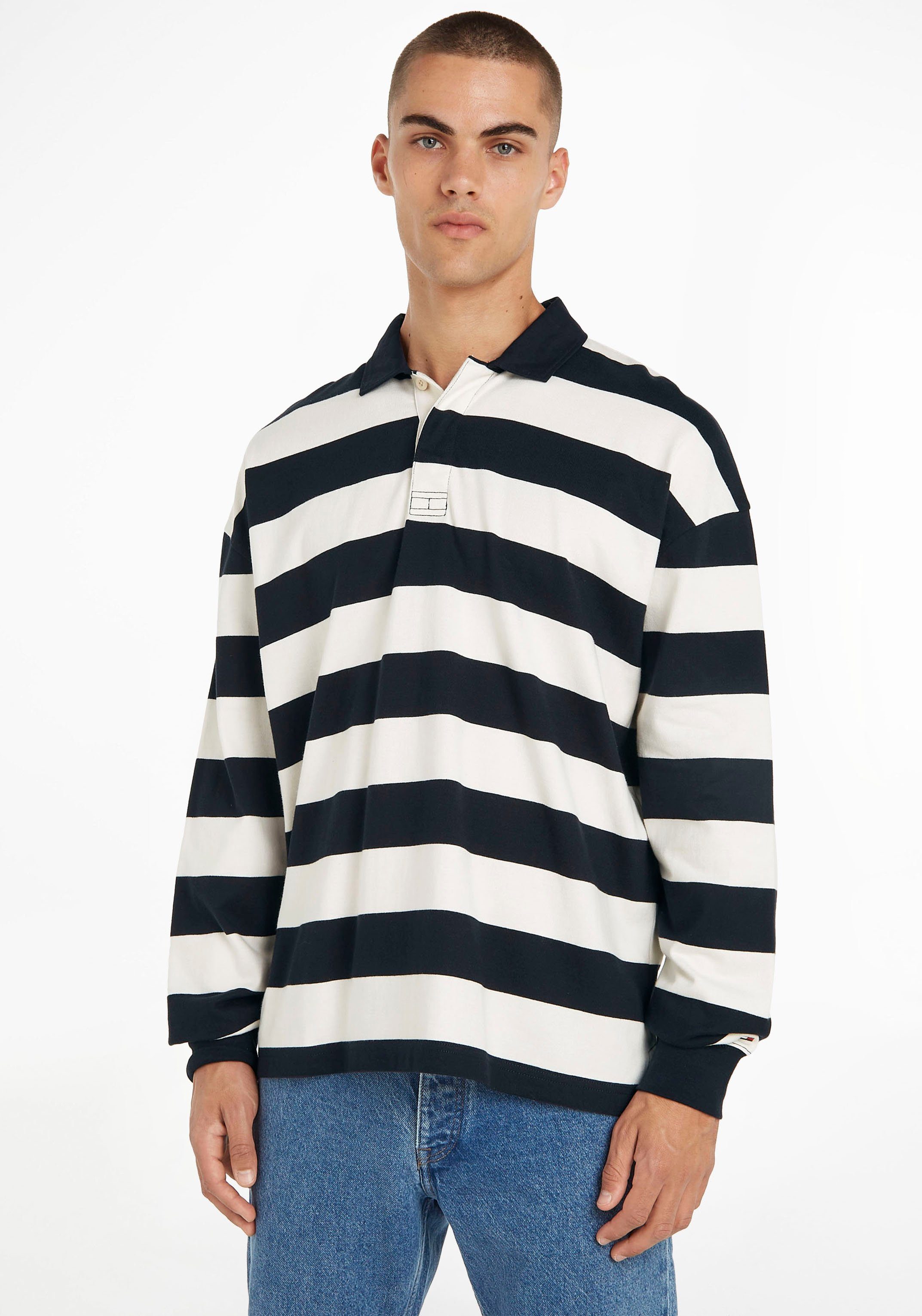 Sky RUGBY BLOCK STRIPED Ecru/Desert im Streifendesign Hilfiger Sweater Tommy